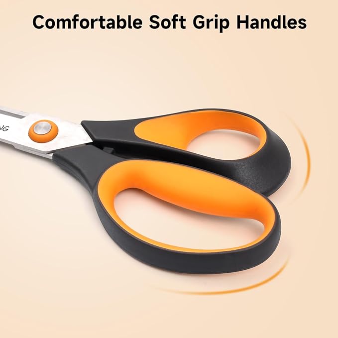 7"8"Scissors All Purpose 2 Pack Comfort Grip Craft Scissors for Office, Home, School, Sewing & Art Supplies (Orange &Gray)