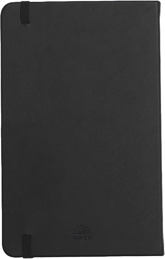 Papier Everyday Notebook - Black, 5” x 8.25” | Lined Journal Book with Expandable Back Pocket | For Note Taking, Journalling, List Making, School, University Essentials or the Office | FSC Paper