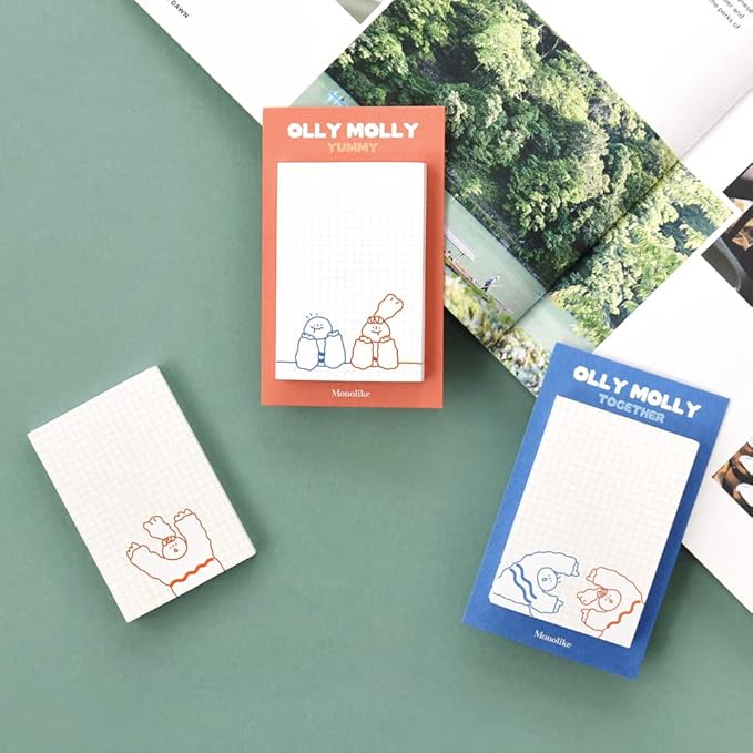 Monolike Grid Olly Molly, Drawing Sticky-it - 6p Set Self-Adhesive Memo Pad 50 Sheets