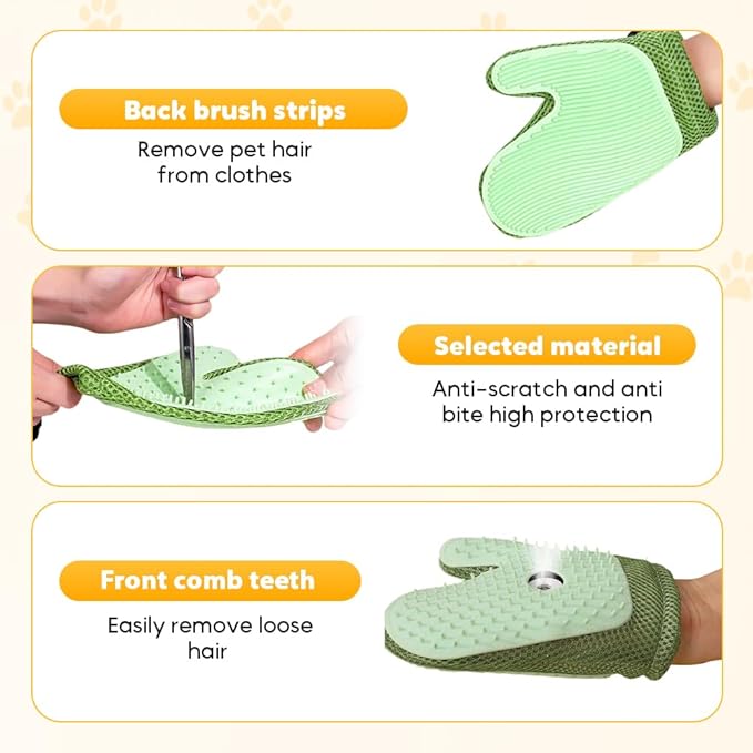 Auiepet 2025 New Pet Hair Removal Glove, Upgrade Electrostatic Pet Grooming Gloves for Cats and Dogs, Efficient Cat Gloves
