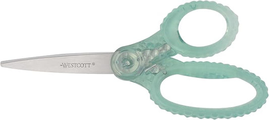 Westcott GEM Crystal-Design 7-Inch Pointed Student Scissors for Ages 12+, Classroom Essential with Comfortable Grip, Ideal for Left or Right Hand, Back to School, School Supplies, Green