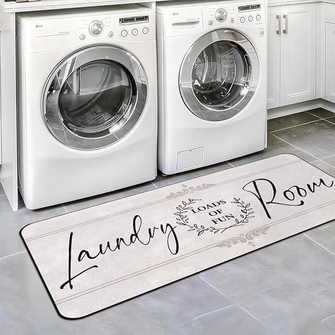 Laundry Room Rug Runner 20"X47" Non Slip Farmhouse Mats Organization and Washable Floor Long Rugs for Laundry Room Accessories Mudroom Kitchen Bathroom Area Rugs Decor