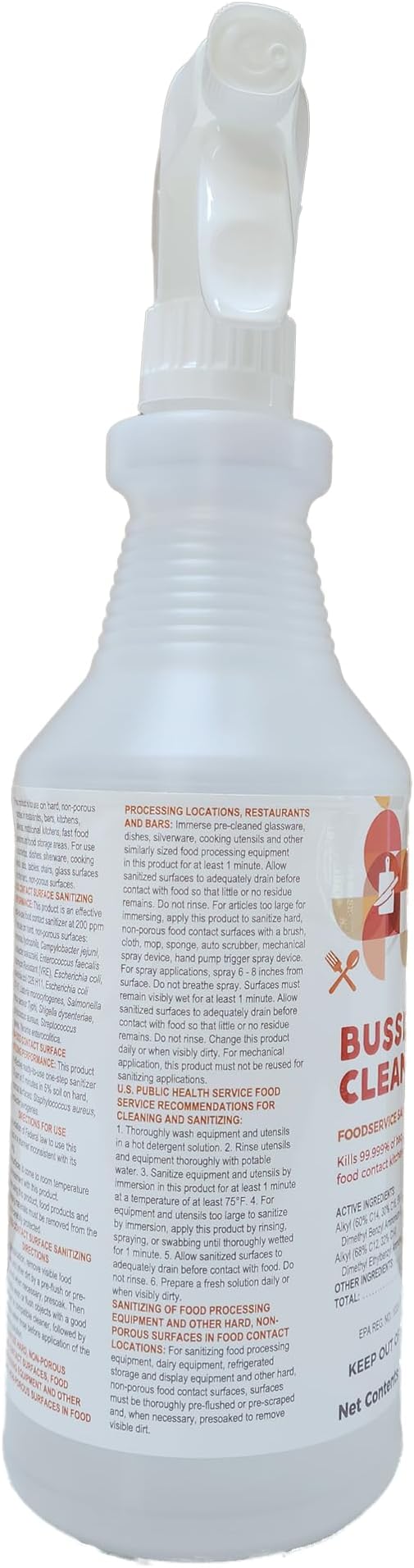Bussit Clean Food Surface Sanitizer & Cleaner, Kills 99.9% of Kitchen Bacteria, 1 Quart (3 Pack)