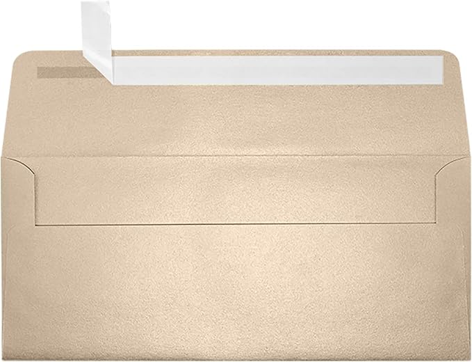 LUXPaper #10 Business Envelopes | Peel & Press | 4 1/8" x 9 1/2" | Taupe Metallic | 81lb. Text | 1,000 Qty