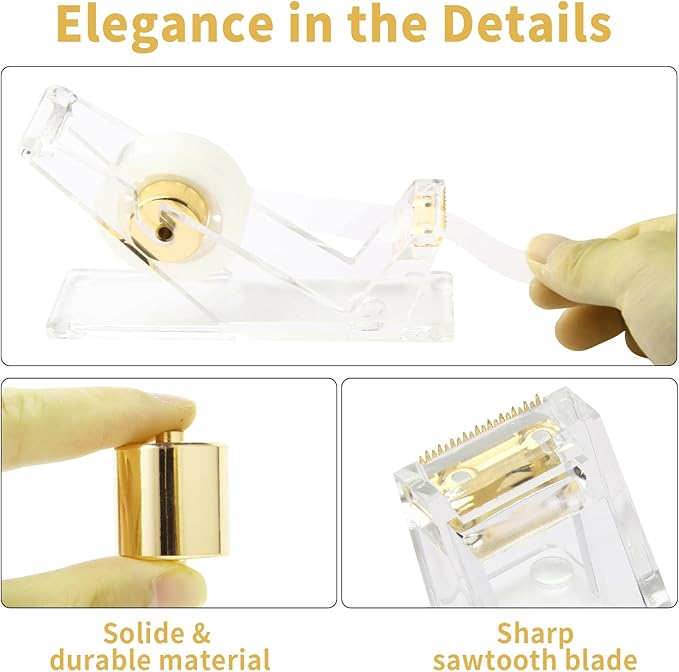 Gold Desk Accessories, Office Supplies Set with Acrylic Stapler, Tape Dispenser, Staple Remover, Pen Holder, Scissor, Binder Paper Clips, 1 Ballpoint Pen, 1 Clear Tape and 1000pcs Staples