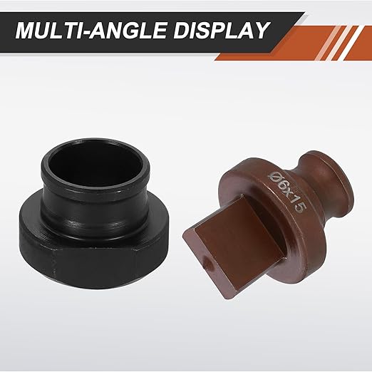 HARFINGTON Hydraulic Hole Punch Die 6x15mm Slotted Hole 40Cr Steel Electric Punching Kit for MHP-20 JP-20 Electric Punching Machine, Burgundy & Black