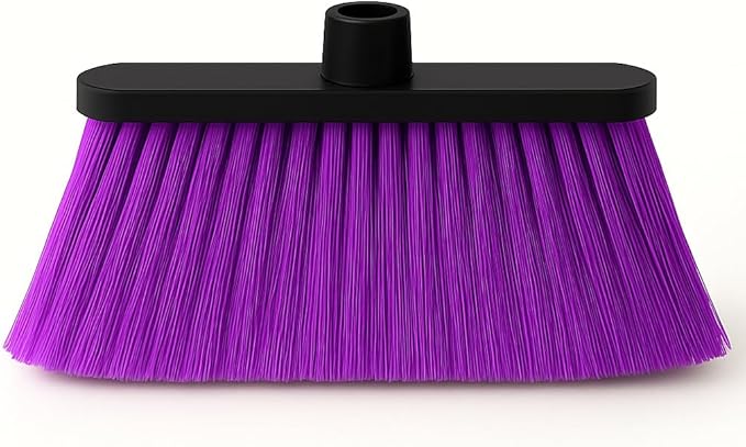 Healing Atlas ALMA Deep Purple 14" Soft Flagged Broom Head – Indoor Sweep – Universal 7/8" Thread – Eco-Friendly Recycled PP (Purple, ALMA)
