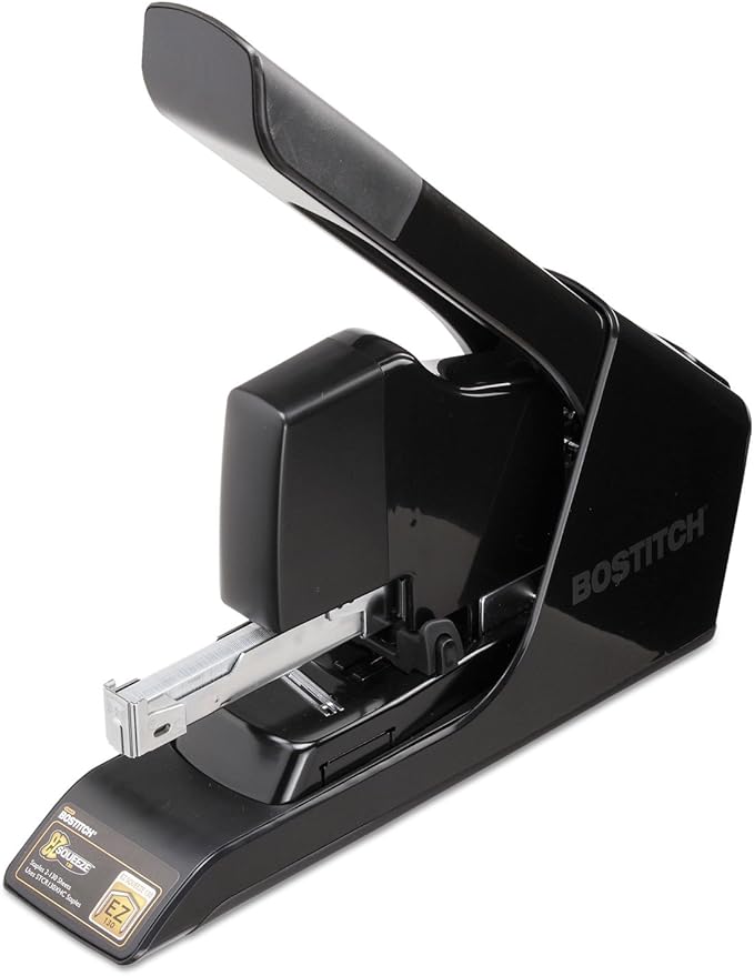 Bostitch EZ Squeeze 130 Sheet Flat Clinch Heavy Duty Stapler, Reduced Effort, Black (B8130)