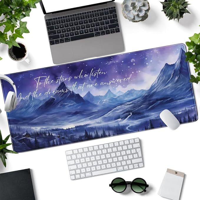 Acotar Desk Mat Sara J Maas Fantasy Mouse Pad Large for Desk Computer Pc Laptop Aesthetic Desk pad Night Court City of Starlight Laptop Mouse and Keyboard pad 31.5 x 11.8in for Office Desk Decor