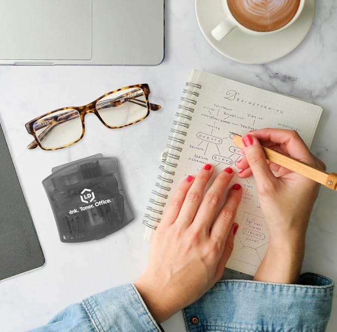 LD Products Black Mini Office Supply Kit Portable Case with Scissors, Paper Clips, Tape Dispenser Set, Pencil Sharpener, Mini Stapler with Staples and Staple Remover