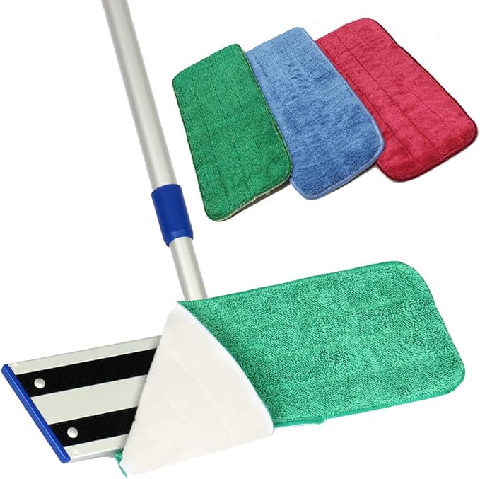 Arkwright Spray Mop Replacement Pads - (Pack of 12) Bulk Microfiber Flat Dry and Wet Refill Mop Pads Floor Cleaning, Compatible with Bona and Rubbermaid, Fits All Mop Heads, 24 in, Blue