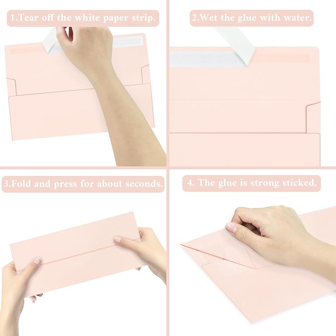 100 Pack #10 Business Envelopes, Blush Pink Standard Envelopes Self Seal, Letter Size Business Mailing Envelopes for Checks Invoices Statements Birthday Graduation Wedding, 4 1/8 x 9 1/2 Inch