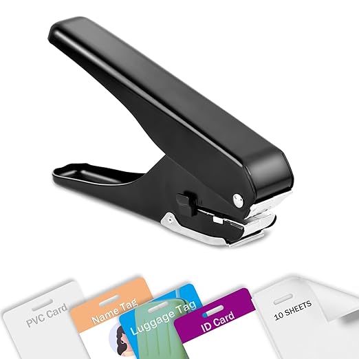 Heavy-Duty Slot Punch, Handheld Badge Hole Puncher, All Metal ID Card Puncher, Slotting Punch Tool for Paper (Max 10 Sheets), PVC ID Card, Luggage Tag, Name Tag and Badge Holder
