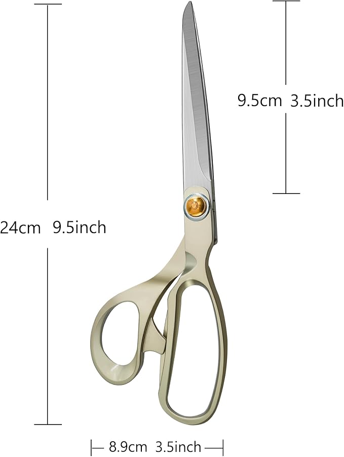 9.5 Inch Sewing Scissors,Heavy Duty Tailor Scissors Shears Ultra Sharp Fabric Scissor Comfort Grip Household Scissor for Cutting Fabric, Leather Raw Materials（Silver）