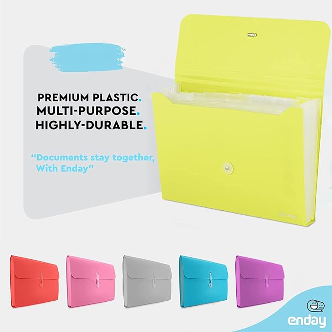 Accordion File Organizer 13 Pocket Expanding File Folder with Labels, Accordion File Organizer Letter Size Letter A4 Paper for Receipts, Bills and Documents 13" x 9.5” –by Enday