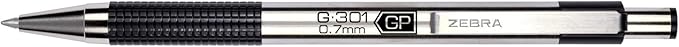 Zebra Pen G-301 Retractable Gel Pen, 0.7mm Medium Point, Stainless Steel Barrel, Ideal for Office Supplies, School Supplies & Teacher Supplies, Black Ink, 4-Pack (41314)