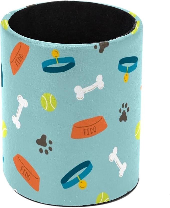 Dog Footprints Pencil/Pen Holder for desk, Round Desktop Organizer for Desk Multi Purpose Use for Home School Office Supplies