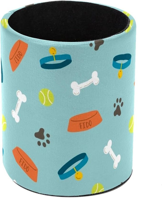 Dog Footprints Pencil/Pen Holder for desk, Round Desktop Organizer for Desk Multi Purpose Use for Home School Office Supplies