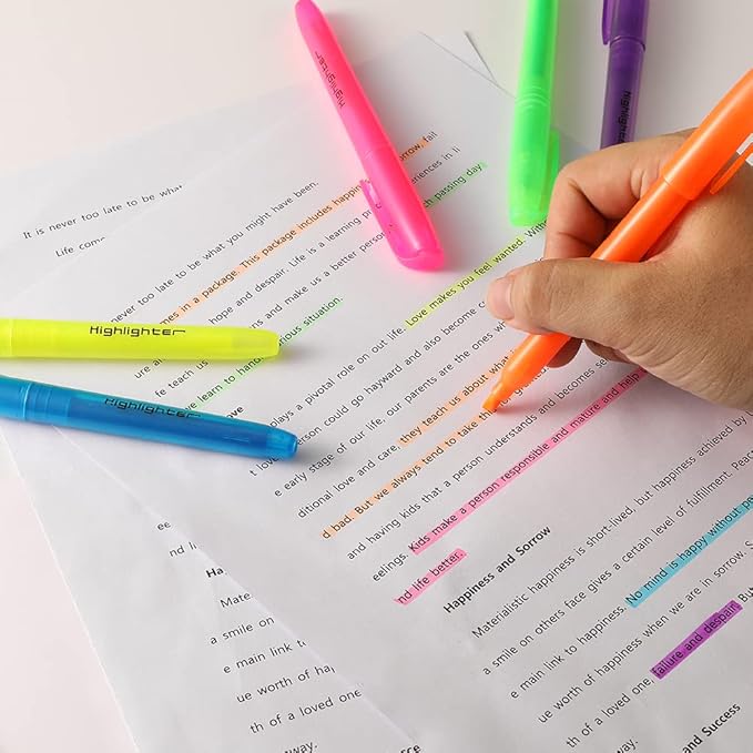 180 Pcs Highlighters Assorted Colors, Chisel Tip Multicolor Highlighter Marker Set, Quick-Drying Pen Highlighter for Classroom School Home Office (180Pcs, 6 Colors)