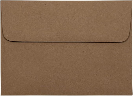 JAM PAPER A7 Premium Invitation Envelopes - 5 1/4 x 7 1/4 - Brown Kraft Paper Bag - Bulk 250/Box