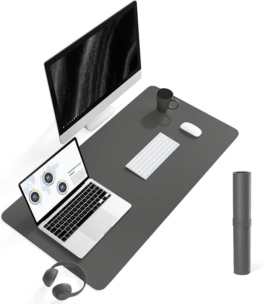 YSAGi Non-Slip Leather Desk Pad L Size, Waterproof Laptop Computer Desk Keyboard Mat, Table Protector Blotter Mat, Large Mouse Pad for Office/Work/Home/Decor(Dark Gray, 35.4" x 17")