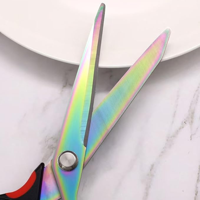 Scissors Multi-Purpose, 9.5" Sharp Sewing Scissors, Professional Heavy Duty Titanium Coating Forged Stainless Steel Shears for Fabric Leather,Dressmaking,Tailoring,Quilting,Home,Office,Art & School