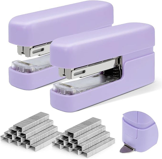deli Stapler, Desktop Staplers with 1660 Staples and Integrated Staple Remover, 40 Sheet Capacity Office Stapler, 2 Pack, Purple