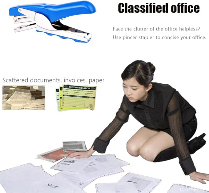 Stapler with 1000 Staples-Plier Stapler Save 60% Power,Good for Stapling at Home School or Warehouse (Blue 4 Pack)
