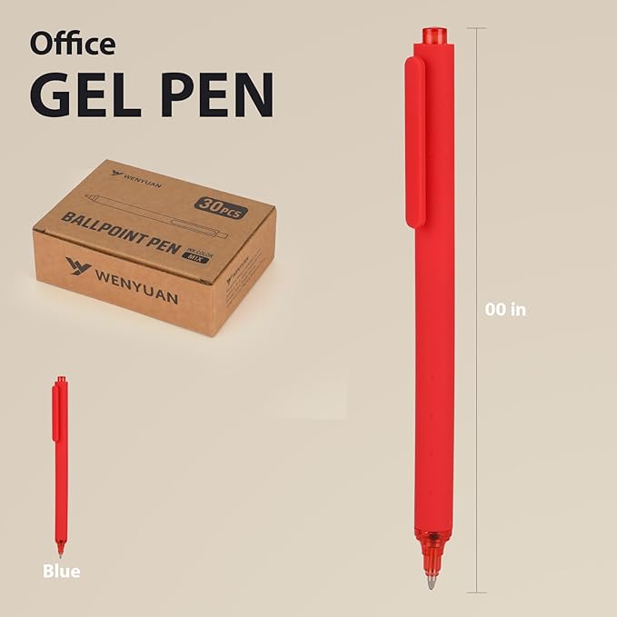 WY WENYUAN Pens Bulk, 30-Pack Red Ballpoint Pens (1.0mm Medium Point) - Smooth Writing No-Smear Click-Type Bulk Pens for School,Corporate,Journals