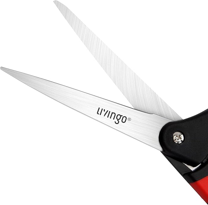 LIVINGO 10" Spring Action Fabric Scissors, Professional Sewing Scissors for Tailor Dressmaker, Spring Loaded Heavy Duty Shears for Fabric Crafting with Comfort Handle, All Purpose (Red/Black)