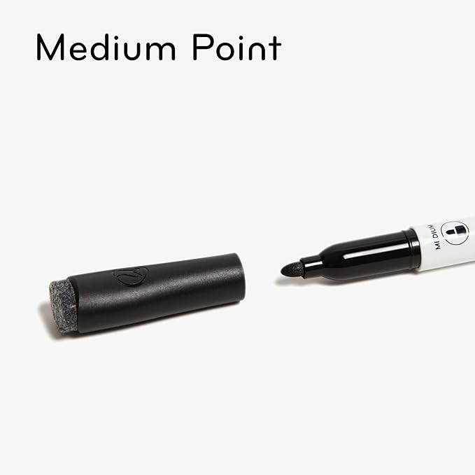 U Brands Fine Tip Dry Erase Markers with Eraser, Whiteboard Markers, Low Odor, Black, Set of 12