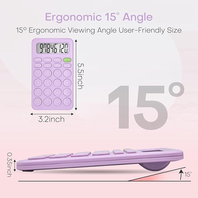 Cute Purple 8-Digit LCD Calculator, Basic Four Function for Teachers, Students & Office, Small & Sensitive, 5.5x3.2 Inches