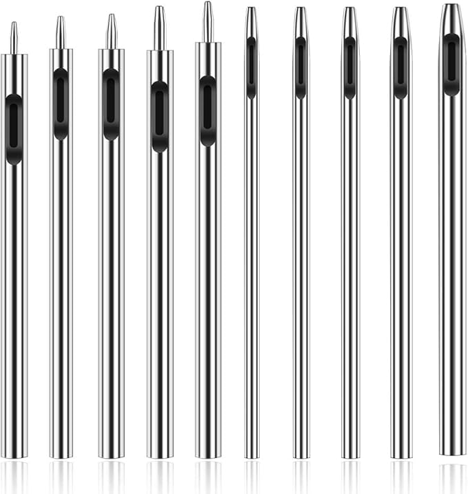 10 Pcs Leather Hole Punch Cutter 0.5mm-3.5mm Hollow Punch Set for Leather Crafting Round Hollow Tools for Watch Bands Belts Canvas Paper Rubber Soft Material Working