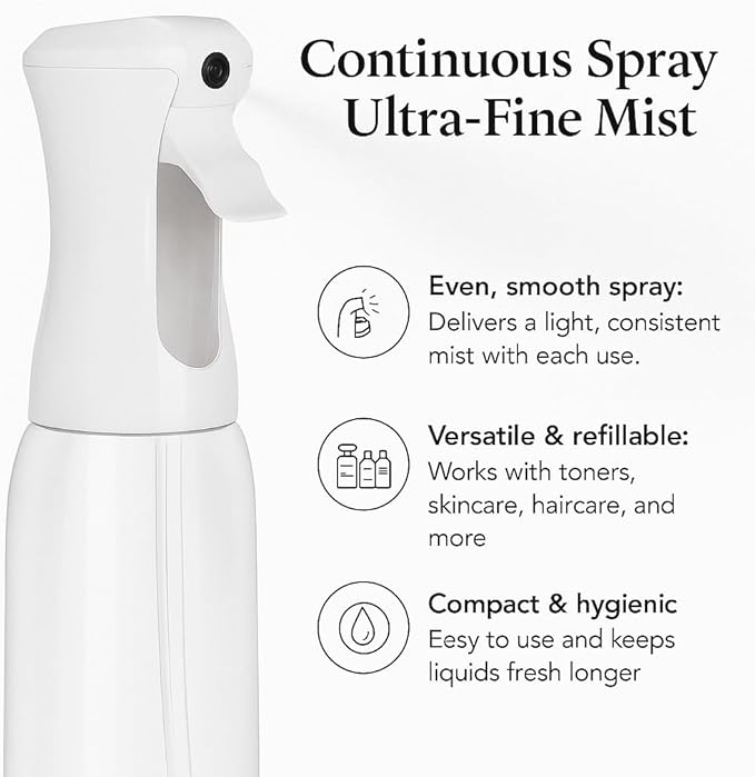 VIGOR PATH Ultra-Fine Mist Spray Bottle – Continuous Mister for Hair, Plants & More | Professional Refillable Spray Bottle for Salon, Barber, and Home Use | 500ml (17oz), Clear