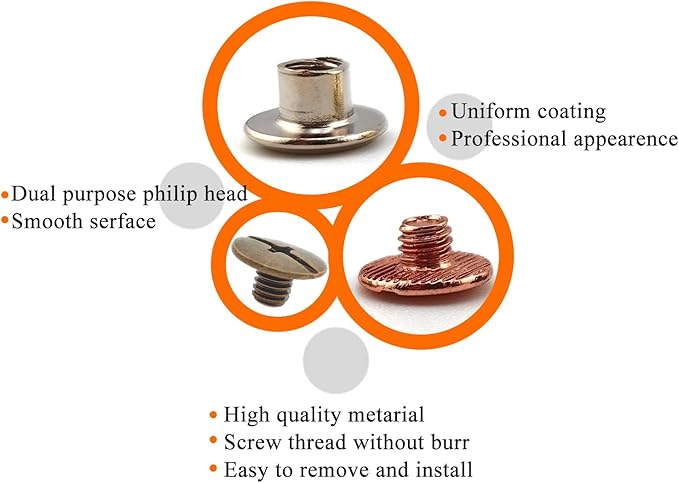 Alloypro 120 Sets Chicago Screws with Hole Puncher and Screwdriver Assorted Kit 6 Color Leather Rivets Screw Flat Fillister Book Binding Posts Nail Rivet Chicago Bolts for DIY Leather Craft (5×5mm)