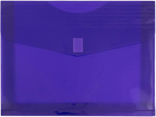 JAM PAPER Plastic Expansion Envelopes with Hook & Loop Closure - Letter Booklet - 9 3/4 x 13 with 2 Inch Expansion - Purple - 12/Pack