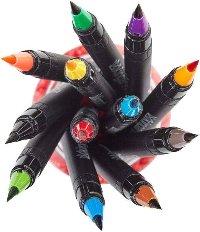 KINGART Pro Brush Pens, 12 Colors for Real Watercolor Painting with Flexible Nylon Brush Tips, Paint Markers for Coloring, Calligraphy and Drawing for Artists and Beginner Painters