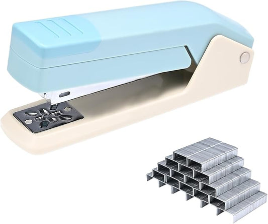 M&G Cute Swing-Arm Swivel Stapler with 1000 Staples, 360 Degree Rotate Desk Stapler, 25 Sheets Capacity, Jam Free, Desktop Stapler for Book and Booklet Binding (Blue)