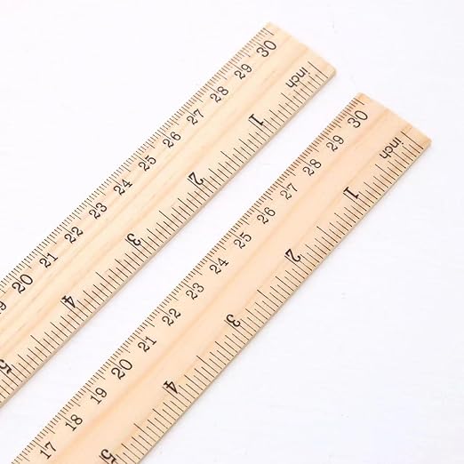 3 Pack Wooden Ruler 12 inch 8 inch and 6 inch Wooden Ruler Kit with Conversion Table Metric Straight Edge Linear Measurement Ruler,Wood Ruler for School, Classroom, Home, and Office