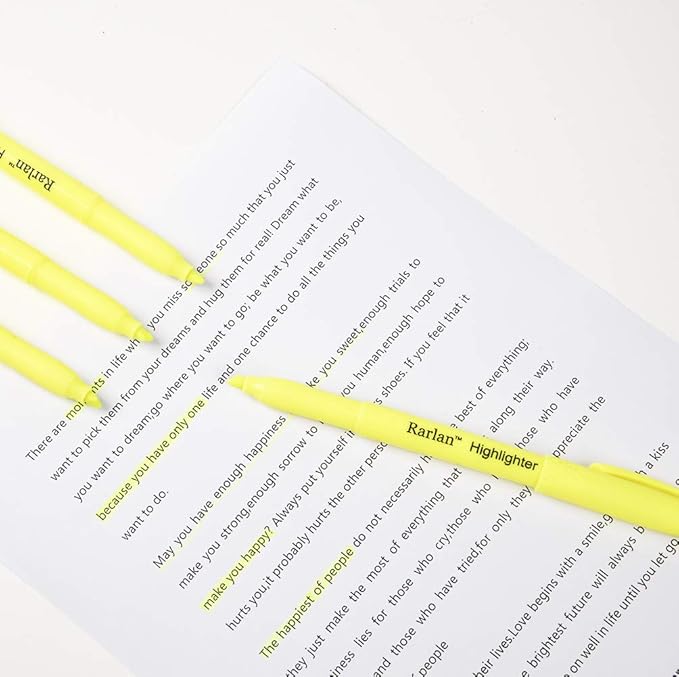 Rarlan Highlighters, Chisel Tip, Fluorescent Yellow, 96 Count Bulk Pack