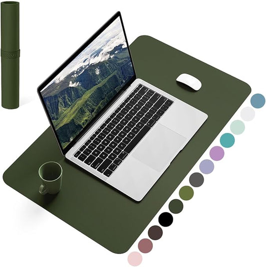 YSAGi Non-Slip Leather Desk Pad, Waterproof Laptop Computer Desk Keyboard Mat, Table Protector Blotter Mat, Large Mouse Pad for Office/Work/Home/Decor(Olive Green, 23.6" x 13.7")