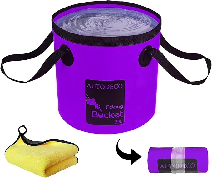 AUTODECO Collapsible Bucket 5 Gallon Container Folding Water Bucket Portable Wash Basin 20L