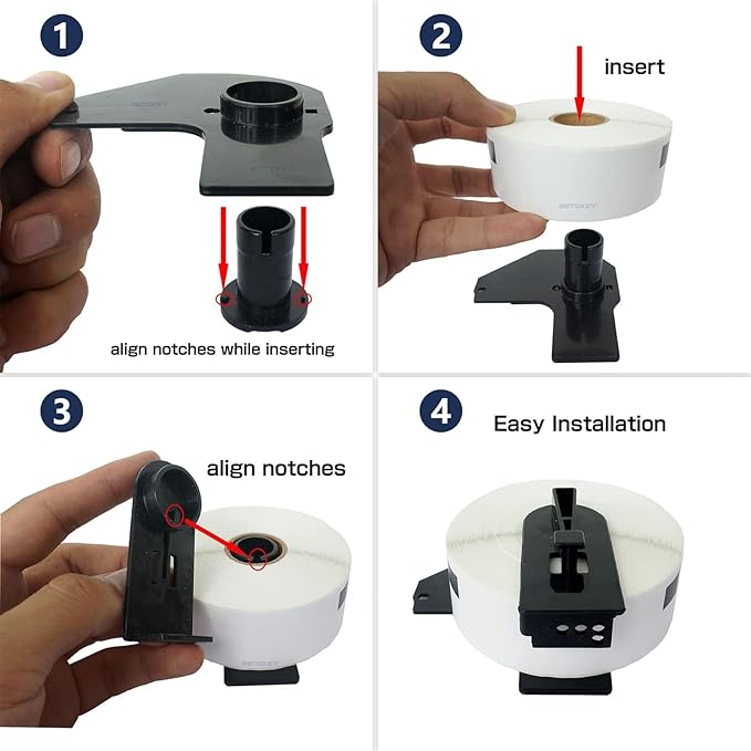 BETCKEY - Compatible Address Labels Replacement for Brother DK-1201 (1.1" x 3.5"), Use with Brother QL Label Printers [6 Rolls + 1 Reusable Cartridge]