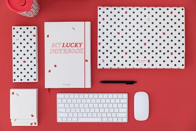 kate spade new york Take Note XL Vegan Leather Notebook, Bound Journal Includes 168 Lined Pages (Lucky Notebook)