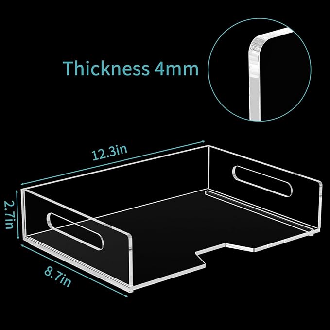 HIIMIEI Acrylic Paper Tray 2 Pack Clear Letter Tray Desk Stackable Organizer for School, Home, Office - Horizontal