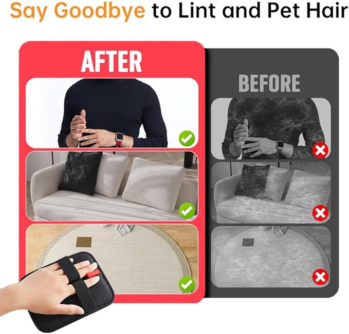 2Pcs Static Pet Hair Removal Glove, Reusable Electrostatic Pet Cat Dog Hair Remover Grooming Gloves Brush Tool for Couch, Furniture, Carpet, Car Seat,Dog Combs for Grooming Matting,Finger Toothbrush
