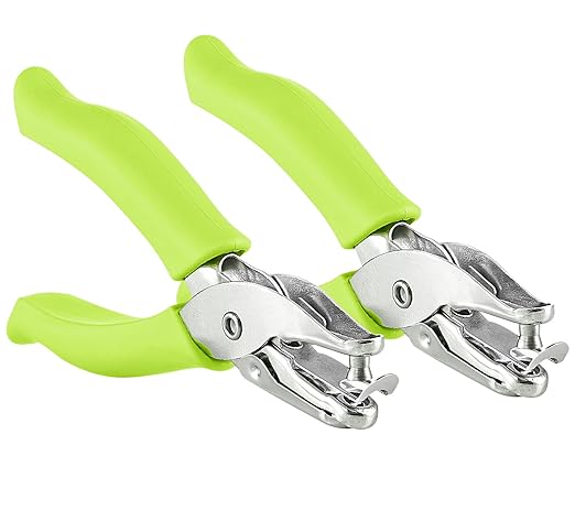 Single Hole Punch Metal Green, 1/4” Hole Puncher with Soft Grip Handles for Paper and Crafts Round Circle Shape, for Kids and Adults, Also Available in Purple, Pink, Red, Blue, Grey, 2 Pc – by Enday