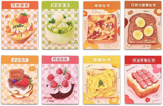 12Pack Cute Bread Toast Sticky Notes, 20 Sheets/pad, Reusable Funny to Do List Notes Book for Office Home