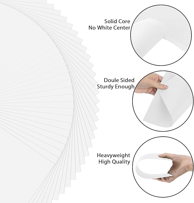 OcePor 100 Sheets White Cardstock Paper, Colored Printer Paper 8.5 x 11, Card Stock Thick Construction for Craft,Scrapbook，Office Printing, Invitations, Certificates，92 lb/250gsm