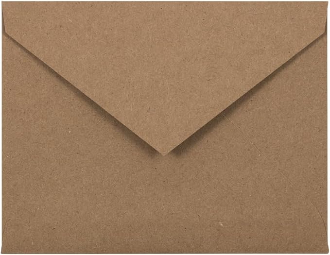 JAM PAPER A2 V-Flap Premium Invitation Envelopes - 4 3/8 x 5 3/4 - Brown Kraft Paper Bag - 25/Pack